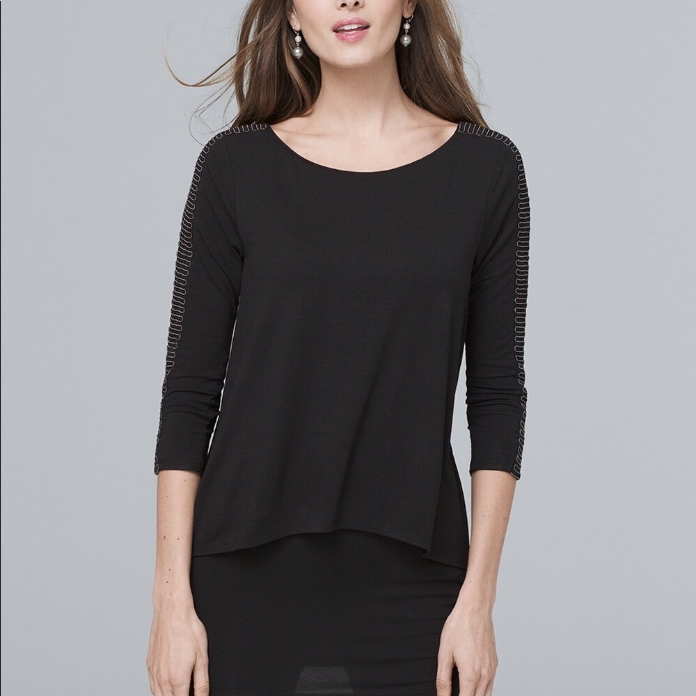White House Black Market Black Ball Chain-Detail Tunic Lagenlook Size M